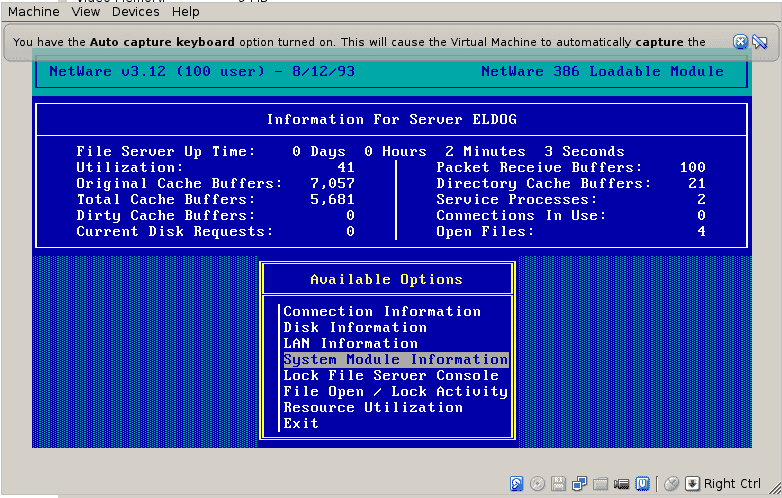 Installing Netware 3.12 on VirtualBox