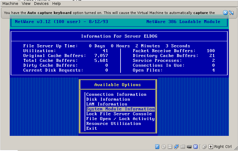 novell netware operating system