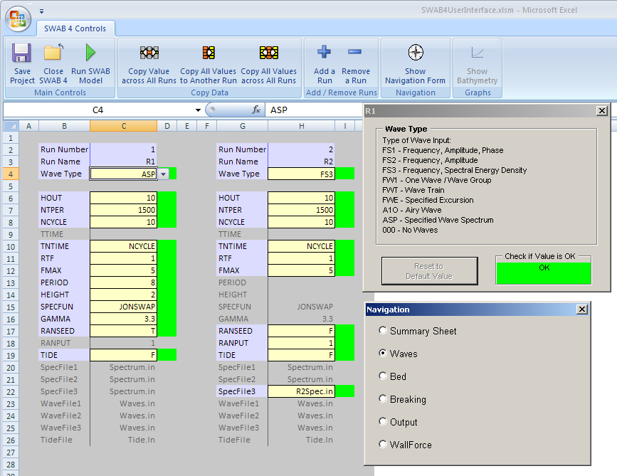 Swa4 excel interface